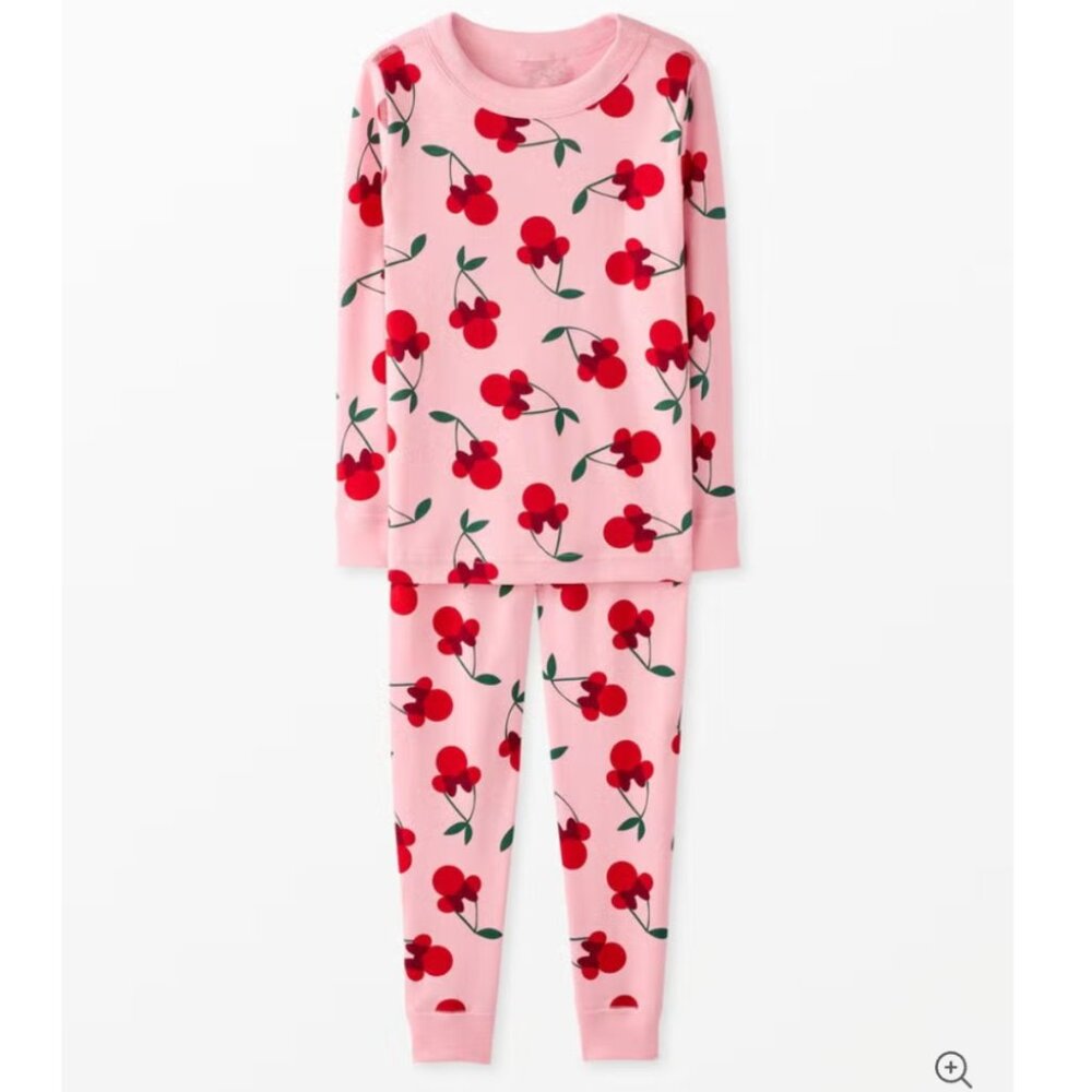 NWT Girls Hanna Andersson Cherry Minnie Mouse Disney Long John Pajama Set Sealed